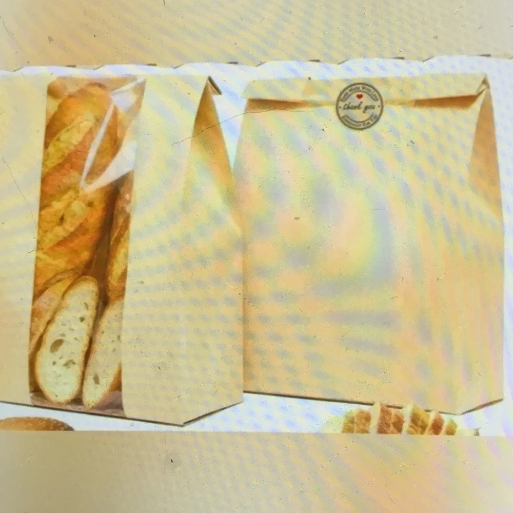 120 Kraft Paper Bread Bags with Window - Set of Bakery Gift Bags